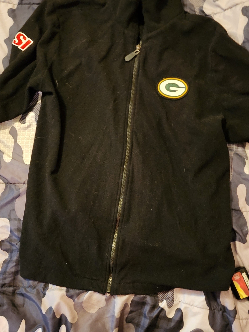Green Bay Packers Mens Black Fleece Zip Jacket
